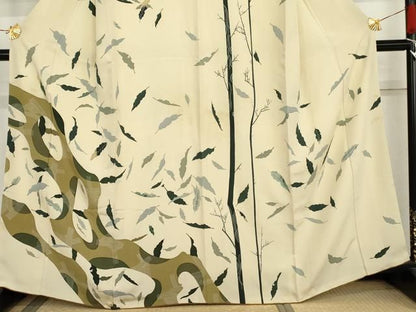 平和屋着物●訪問着　作家物　枝葉文　正絹　逸品　AABN8071cs