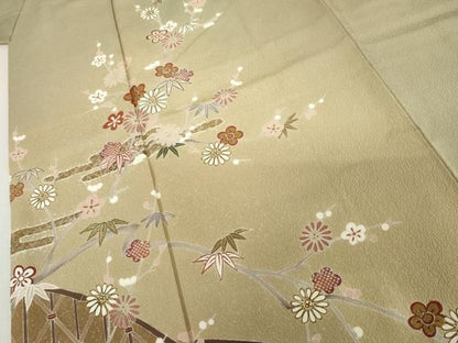 平和屋着物●訪問着　エ霞笹梅文　暈し染め　金彩　正絹　逸品　AABN8076cs