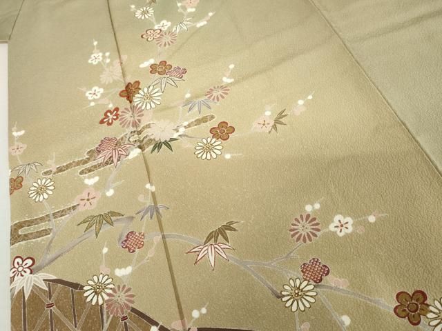 平和屋着物●訪問着　エ霞笹梅文　暈し染め　金彩　正絹　逸品　AABN8076cs