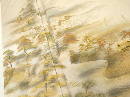平和屋着物●訪問着　作家物　日本三景　天の橋立　暈し染め　金銀彩　正絹　逸品　AABN8077cs
