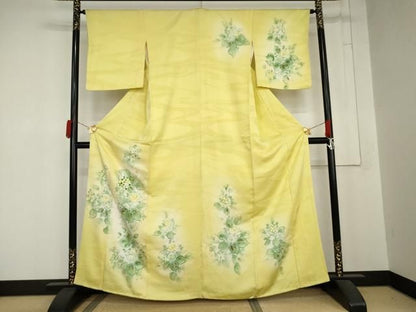 平和屋着物●訪問着　手描き　草花文　暈し染め　正絹　逸品　AABN8078cs