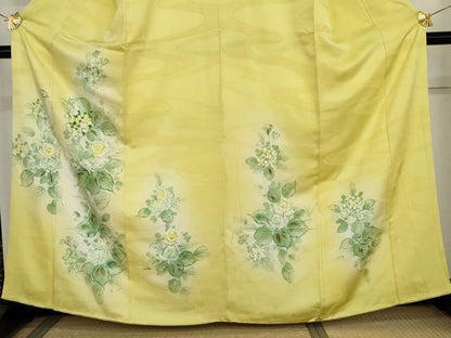 平和屋着物●訪問着　手描き　草花文　暈し染め　正絹　逸品　AABN8078cs