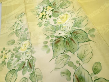 平和屋着物●訪問着　手描き　草花文　暈し染め　正絹　逸品　AABN8078cs