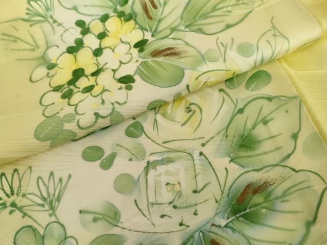 平和屋着物●訪問着　手描き　草花文　暈し染め　正絹　逸品　AABN8078cs