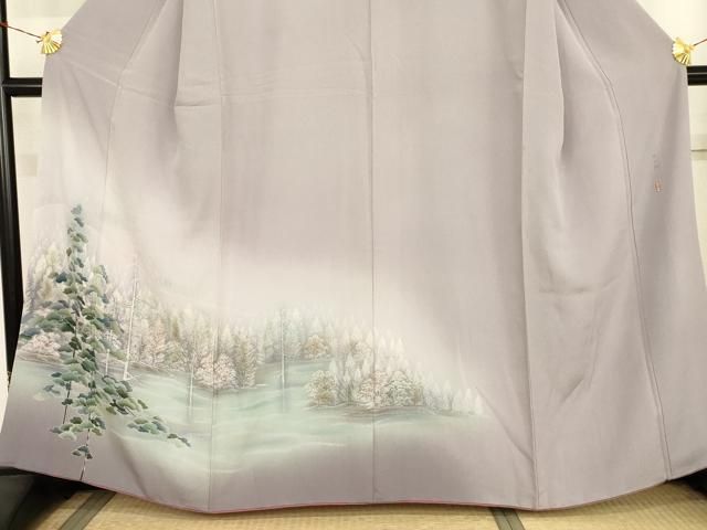平和屋着物●訪問着　作家物　樹林風景文　暈し染め　やまと誂製　正絹　逸品　AABN8081cs