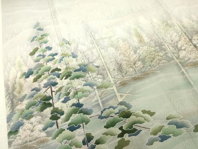 平和屋着物●訪問着　作家物　樹林風景文　暈し染め　やまと誂製　正絹　逸品　AABN8081cs
