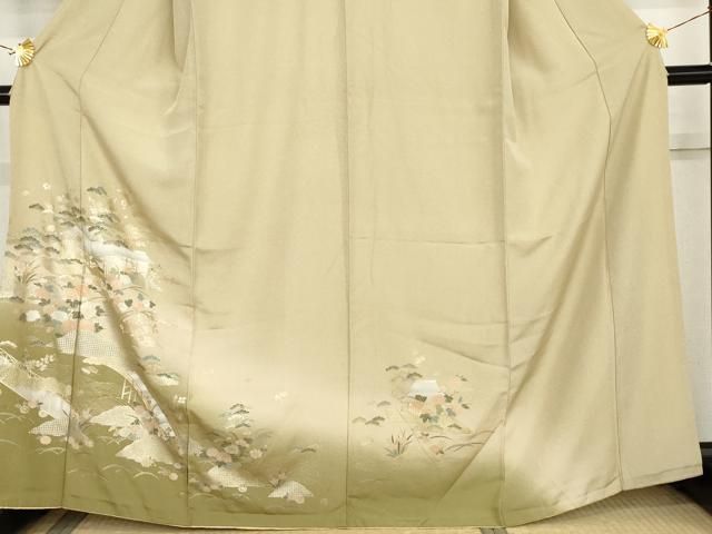 平和屋着物●訪問着　渡り橋風景文　暈し染め　金銀彩　正絹　逸品　AABN8102cs