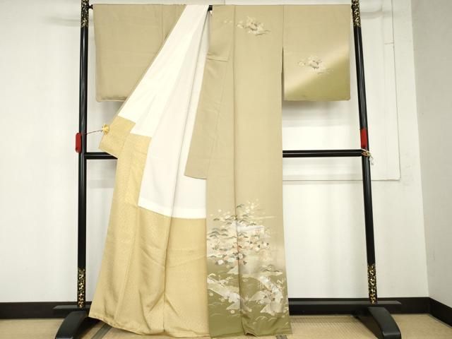 平和屋着物●訪問着　渡り橋風景文　暈し染め　金銀彩　正絹　逸品　AABN8102cs
