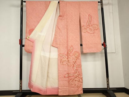 平和屋着物●豪華振袖　総絞り　駒刺繍　桐　舞花文　正絹　逸品　AABN8104cs