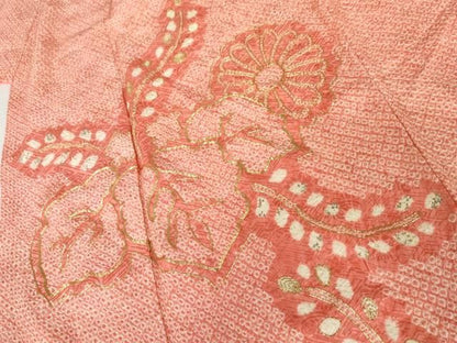 平和屋着物●豪華振袖　総絞り　駒刺繍　桐　舞花文　正絹　逸品　AABN8104cs