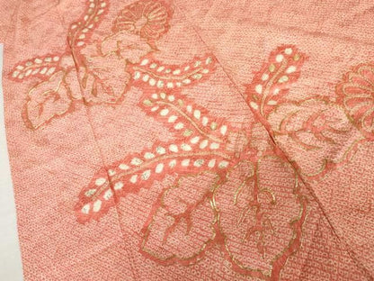 平和屋着物●豪華振袖　総絞り　駒刺繍　桐　舞花文　正絹　逸品　AABN8104cs