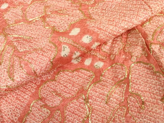 平和屋着物●豪華振袖　総絞り　駒刺繍　桐　舞花文　正絹　逸品　AABN8104cs