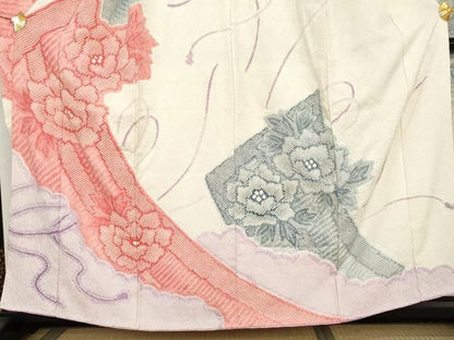 平和屋着物●名門　藤娘きぬたや・総絞り　振袖　几帳花文　正絹　逸品　AABN8112cs