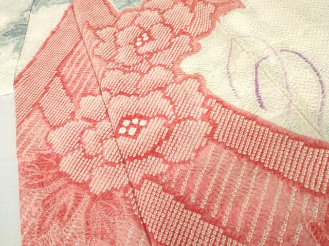 平和屋着物●名門　藤娘きぬたや・総絞り　振袖　几帳花文　正絹　逸品　AABN8112cs