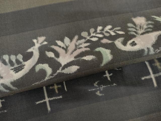 平和屋着物●上質な紬　花鳥文　正絹　逸品　AABN8115cs