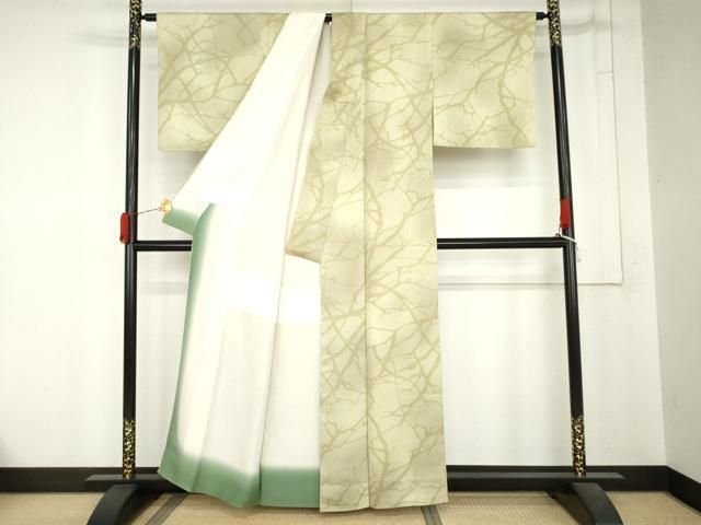 平和屋着物●上質な小紋　枝木文　暈し染め　正絹　逸品　AABN8116cs