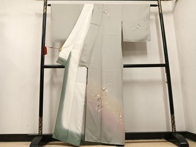 平和屋着物●訪問着　友禅　草花文　暈し染め　正絹　逸品　AABN8313ph