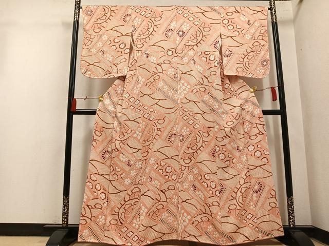 平和屋着物●上質な小紋　総絞り　吉祥花文　正絹　逸品　未使用　AABN8326ph