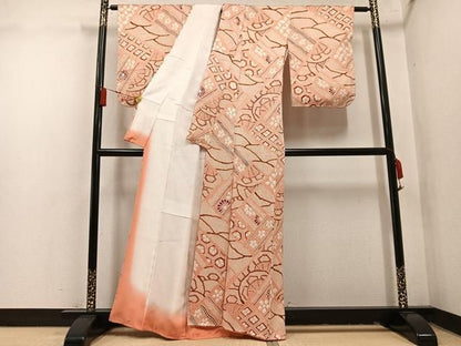 平和屋着物●上質な小紋　総絞り　吉祥花文　正絹　逸品　未使用　AABN8326ph