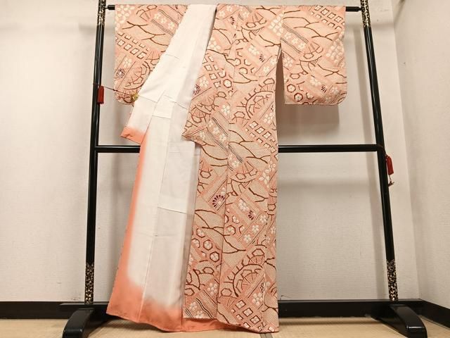 平和屋着物●上質な小紋　総絞り　吉祥花文　正絹　逸品　未使用　AABN8326ph