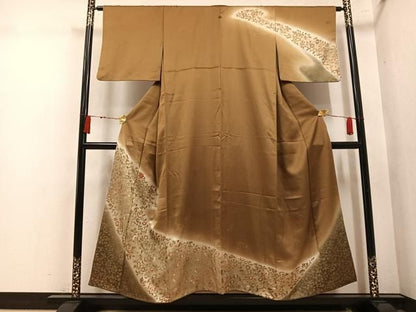 平和屋着物●訪問着　駒刺繍　更紗唐草文　暈し染め　金彩　正絹　逸品　AABN8327ph