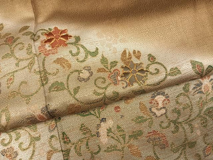 平和屋着物●訪問着　駒刺繍　更紗唐草文　暈し染め　金彩　正絹　逸品　AABN8327ph