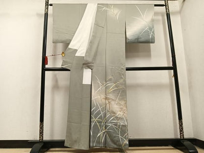 平和屋着物●訪問着　駒刺繍　笹文　暈し染め　金彩　反端付き　正絹　逸品　AABN8331ph