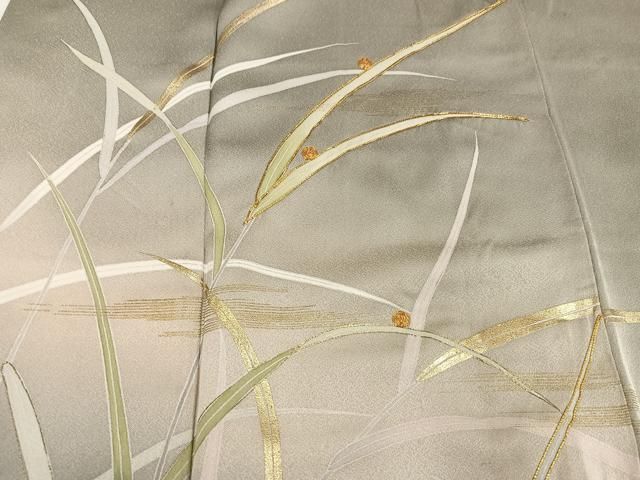 平和屋着物●訪問着　駒刺繍　笹文　暈し染め　金彩　反端付き　正絹　逸品　AABN8331ph