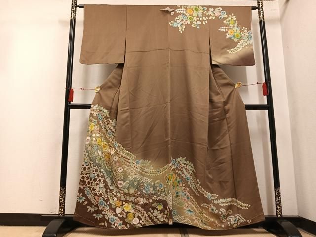 平和屋着物●訪問着　辻が花　暈し染め　金彩　正絹　逸品　未使用　AABN8332ph