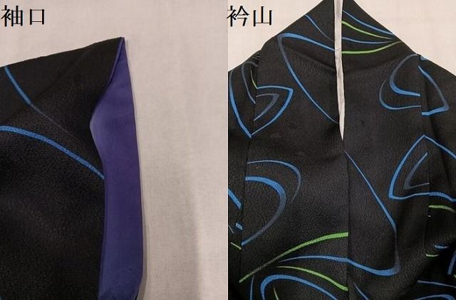平和屋着物●上質な小紋　飛鳥文　黒地　さが美扱い　正絹　逸品　AABN8337ph