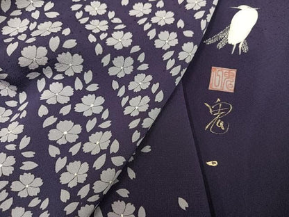 平和屋着物●東京友禅　菅有鬼一　訪問着　桜　正絹　逸品　AABN8347ph