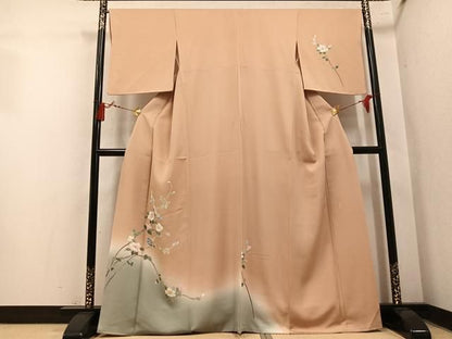 平和屋着物●本加賀友禅作家　南克治　訪問着　枝花文　暈し染め　正絹　逸品　AABN8348ph