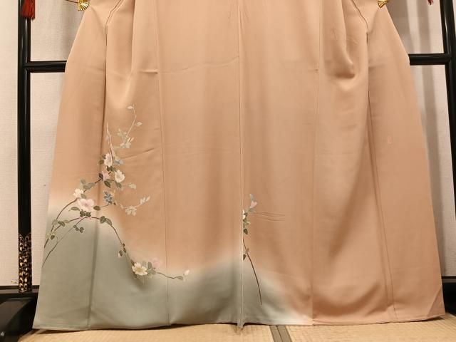 平和屋着物●本加賀友禅作家　南克治　訪問着　枝花文　暈し染め　正絹　逸品　AABN8348ph