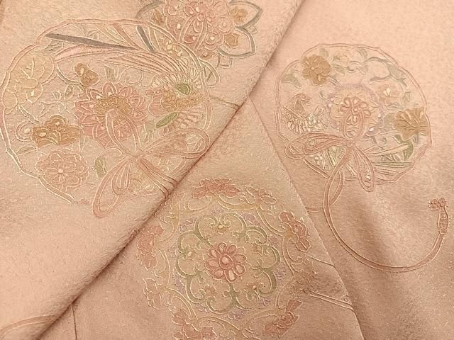 平和屋着物●中国三大刺繍　スワトウ刺繍　汕頭刺繍　総刺繍　訪問着　花鏡裏文　正絹　逸品　AABN8352ph