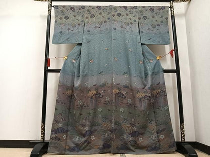 平和屋着物●訪問着　作家物　浜松花文　暈し染め　正絹　逸品　AABN8356ph