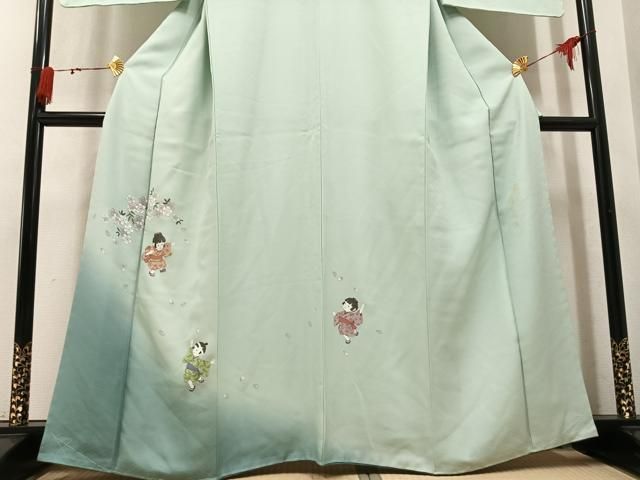 平和屋着物●日本画家　濡れ描き友禅作家　高橋峰陵　訪問着　童子　さが美扱い　正絹　逸品　未使用　AABN8359ph