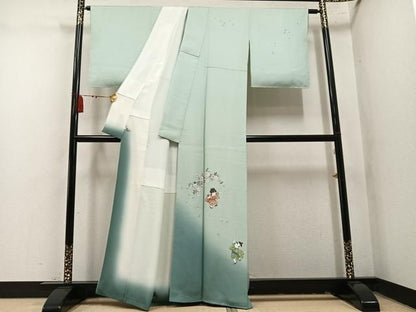 平和屋着物●日本画家　濡れ描き友禅作家　高橋峰陵　訪問着　童子　さが美扱い　正絹　逸品　未使用　AABN8359ph