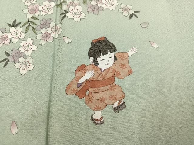 平和屋着物●日本画家　濡れ描き友禅作家　高橋峰陵　訪問着　童子　さが美扱い　正絹　逸品　未使用　AABN8359ph