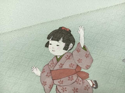 平和屋着物●日本画家　濡れ描き友禅作家　高橋峰陵　訪問着　童子　さが美扱い　正絹　逸品　未使用　AABN8359ph