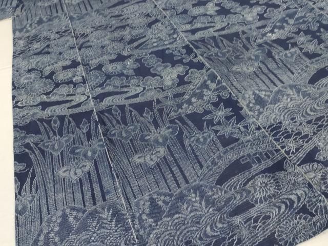平和屋着物∴夏物　浴衣　綿絽　風景文　綿　逸品　AABN8482jd