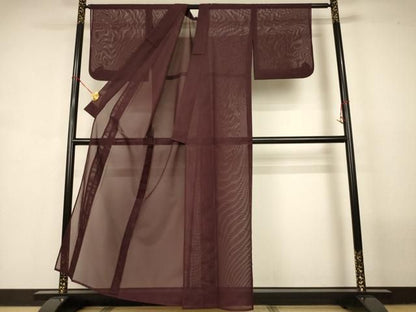 平和屋着物＊夏物　色無地　絽　黒鳶色　洗える着物　AABN8489jd