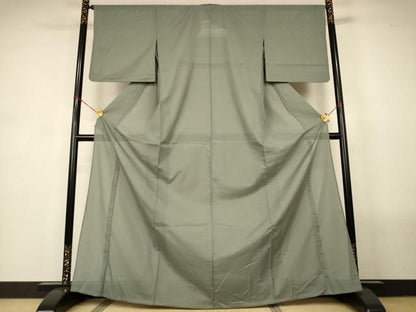 平和屋着物＊夏物　色無地　絽　深川鼠色　洗える着物　AABN8492jd