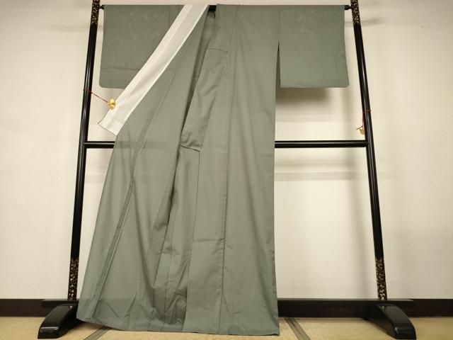 平和屋着物＊夏物　色無地　絽　深川鼠色　洗える着物　AABN8492jd