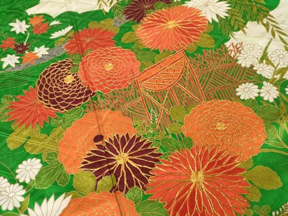 平和屋着物●豪華振袖　駒刺繍　風景花文　金彩　正絹　逸品　AABN8722ck