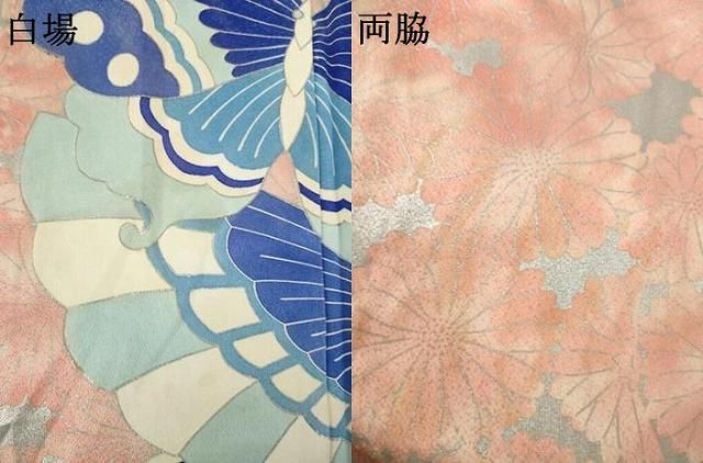 平和屋着物●豪華振袖　花蝶文　銀彩　正絹　逸品　AABN8723ck