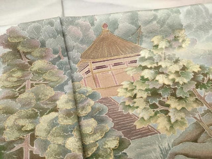 平和屋着物●訪問着　風景文　金彩　正絹　逸品　AABN8726ck
