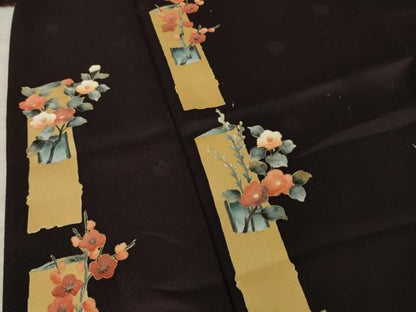 平和屋着物●訪問着　竹取枝花文　金彩　正絹　逸品　AABN8729ck
