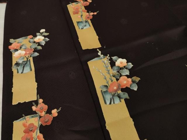 平和屋着物●訪問着　竹取枝花文　金彩　正絹　逸品　AABN8729ck