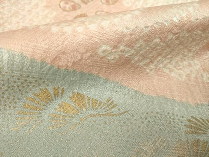 平和屋着物●訪問着　絞り　流水花文　金彩　正絹　逸品　AABN8731ck
