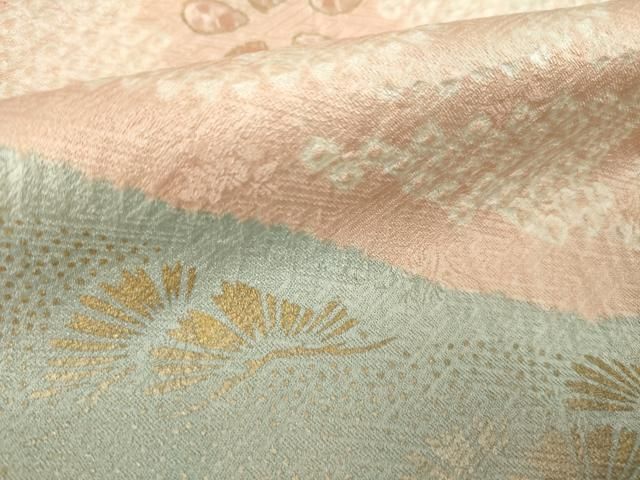 平和屋着物●訪問着　絞り　流水花文　金彩　正絹　逸品　AABN8731ck
